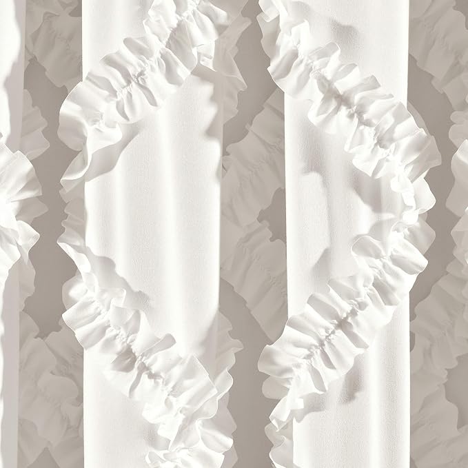 Lush Decor Ruffle Diamond Window Curtain Panel Pair, 63 in x 54 in, White
