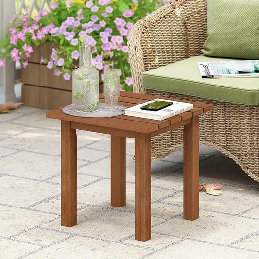 Furinno TIOMAN Patio Table, Outdoor Side Table, Patio End Table, Coffee Table in Teak Oil, for Patio, Garden, Porch, Natural