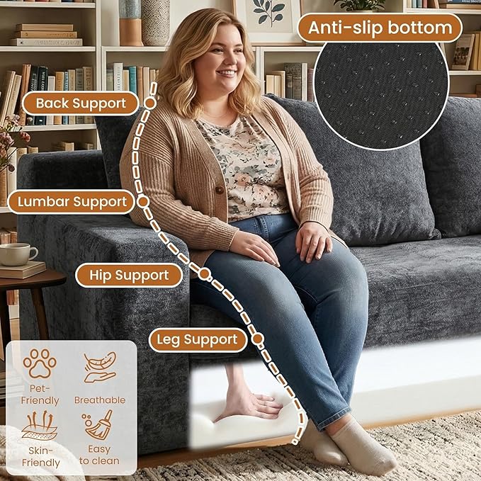 Convertible Sofa Bed, 5 in 1 Small Boneless Couch Pull Out Loveseat Sleeper Sofa,Corduroy Futon Couch Folding Mattress with 4 Pillows for Living Room Bedroom Lounge (Dark Gray, 3 Seater)