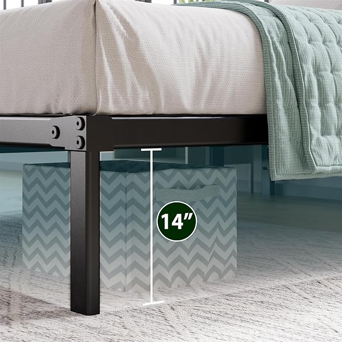 ZINUS Yelena 14 Inch Twin Metal Platform Bed Frame, Steel Slat Support, No Box Spring Needed, Eco Friendly WonderBox(TM) Packaging, Easy Assembly, Black