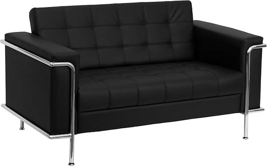 Flash Furniture HERCULES Lesley Series Contemporary Black LeatherSoft Loveseat with Encasing Frame