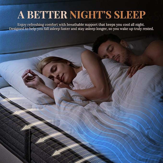 CH Charme House King Size Mattress, 14 Inch Hybrid King Size, Medium Feel Foam and Individual Pocket Springs, Fiberglass Free Bed Mattress, Extra Edge Support, Pressure Relief, CertiPUR-US
