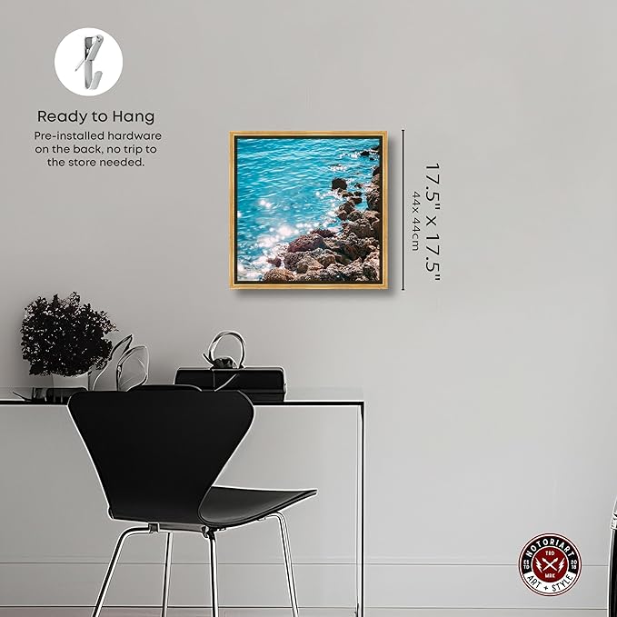 Italian Summer Landscape Photography Canvas Wall Art by Notoriart, Gold Floater Frame, 16"x16"