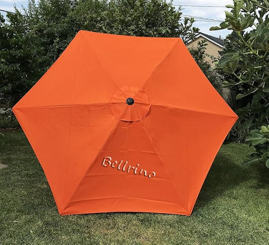 BELLRINO DECOR Replacement STRONG & THICK Umbrella Canopy for 9ft 6 Ribs (Canopy Only) (TANGO ORANGE)