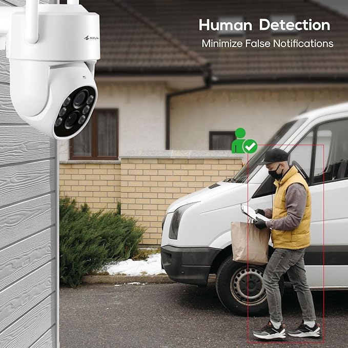 Kittyhok Dual Lens PTZ Security Camera Wireless Outdoor | 2K FHD Wireless Security Camera with 10X Hybrid Zoom, 360 Viewing, Auto Tracking, Spotlight, Human Detection, Support SD Card