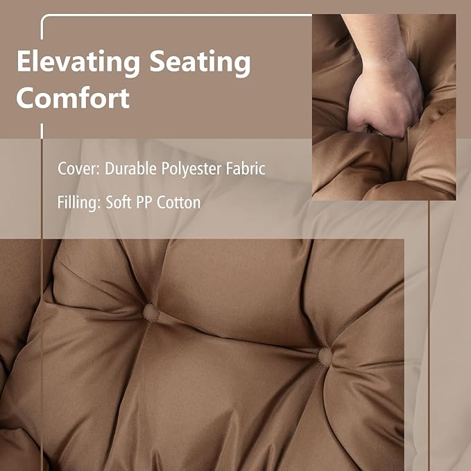 GORELAX Lazy Chair with Ottoman, Modern Accent Chair w/Armrests & Side Pocket, Upholstered Lounge Sofa Chair & Folding Footstool Set, Reading Chair for Bedroom, Living Room, Dorm Room (Brown)