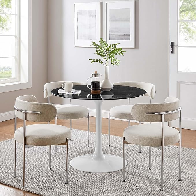 Modway Lippa Dining Table, 40", White Black