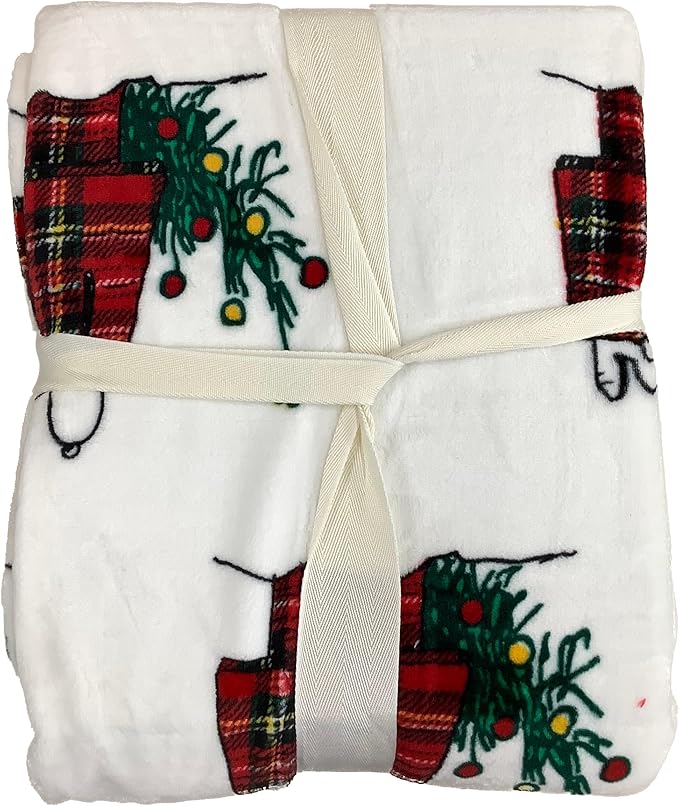 Berkshire Blanket & Home Co Peanuts Winter Blanket, Polyester (White - Red Plaid Doghouse, Twin)
