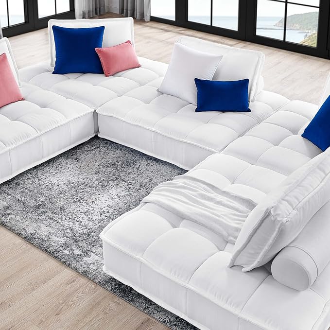 Modway Saunter, 5-Piece Sectional Sofa, White