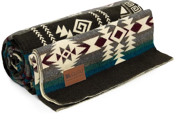 QISU Wool Blanket Throw | Large, Beautiful, Warm, Handmade in Ecuador by Local Artisans |94″ x 78″|Ultra-Soft, Hypoallergenic & Breathable | Non-Itchy or Scratchy Fabric (Jacamars Green)