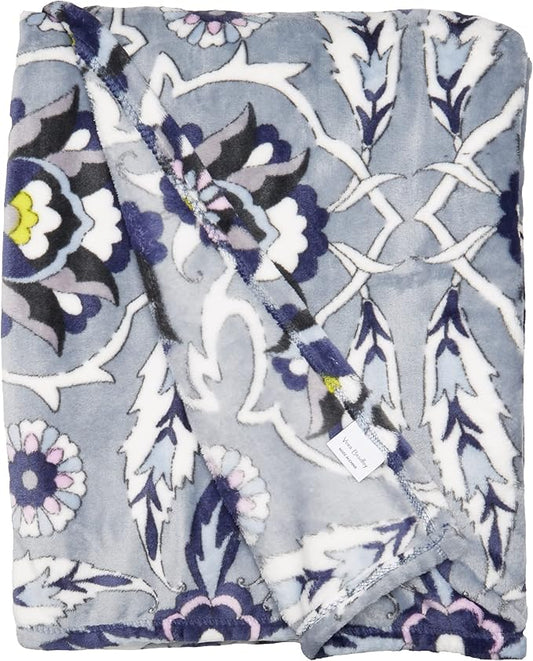 Vera Bradley Women's Oversized Fleece Plush Throw Blanket, Plaza Tile, King