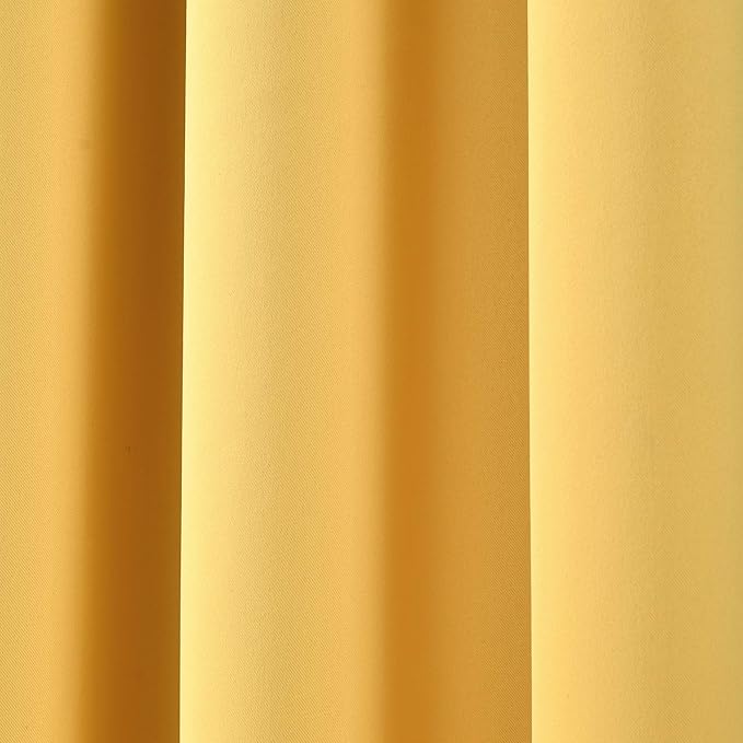 Lush Decor Insulated Grommet Blackout Window Curtain Panels, Pair, 52" W x 108" L, Yellow - Classic Modern Design - Chic Window Decor - Long Curtains For Living Room, Bedroom, Or Dining Room