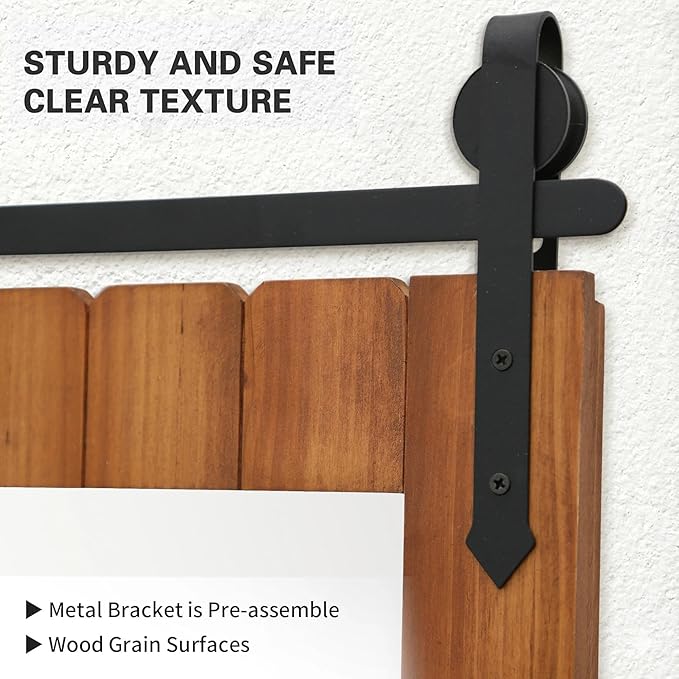 Besdomus Bathroom Rustic Large Mirror: 24"x36" Brown Barn Door Solid Cedar Wood Frame Vanity Mirror - Farmhouse Wall Mounted Mirror for Hallway/Living Room/Bathroom - Home Decor for Fashion-Conscious
