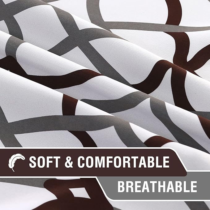 H.VERSAILTEX Blackout Curtains 63 inch Length 2 Panels Set Thermal Curtains & Drapes Window Treatment Noise Reducing Geometric Modern Grommet Living Room Curtains for Bedroom - Brown and Gray