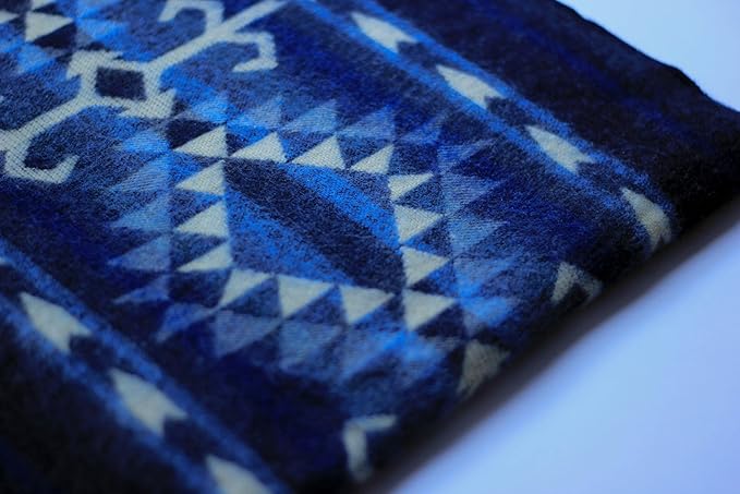 Alpaca Wool Blanket | Twin Size Throw Blanket | 70 x 45 inches | Soft, Hypoallergenic and Breathable | Lightweight Warm | Bed, Couch, Outdoor or Picnic Blanket (Blue)