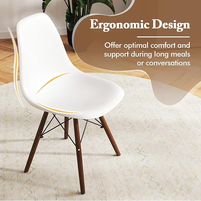 Giantex Round Dining Table Set for 4, 5-Piece Breakfast Nook Table Set w/ 31.5" Dinner Table, Dining Chairs, Wood Legs, Dinette Set, Kitchen Table Chairs Set for Living Room Restaurant (White+Walnut)