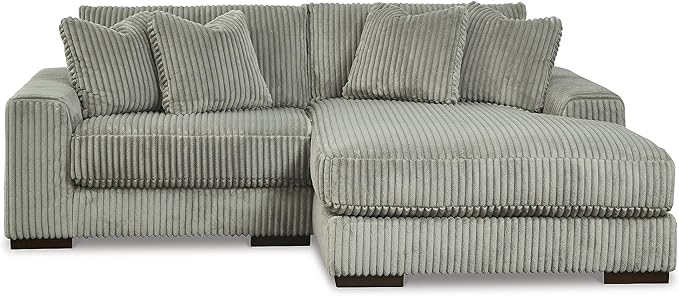 Signature Design by Ashley Lindyn Casual Right-Arm Facing 2-Piece Sectional with Chaise, Reversible Cushions and 4 Throw Pillows, Gray