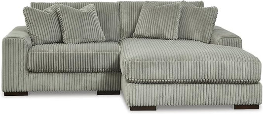 Signature Design by Ashley Lindyn Casual Right-Arm Facing 2-Piece Sectional with Chaise, Reversible Cushions and 4 Throw Pillows, Gray