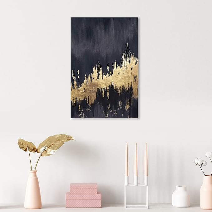 The Oliver Gal Artist Co. Modern 15 in x 10 in, Late Night Sky, Canvas Wall Art, Living Room, Black