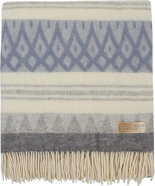 | Wool Blanket/Throw | 100% New Zealand Wool | Perfect for Home and Outdoors | Virgin Wool Throw with Fringes 67"x79" (170 x 200 cm)