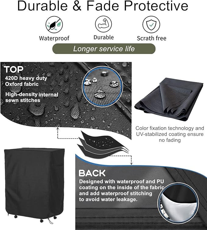 Falezern 38 in Adjustable Rollaway Bed Cover, Waterproof and Dustproof, with Zipper and Elastic Drawstring, Thickened Storage Cover for Folding Cot