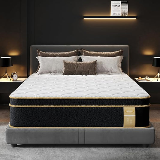 Firm King Size Mattress [New Version], 12 Inch Gel Memory Foam Hybrid Mattress King Bed in a Box, Pressure & Pain Relief, Individual Pocket Spring, Edge Support, CertiPUR-US