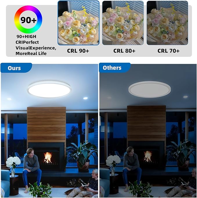 Led Ceiling Light Flush Mount,Bedroom Lights for Ceiling,led Kitchen Ceiling Light,Dimmable 35W 4000LM,5CCT Selectable Color Temperature,15 in for Living Room,Office,Hallway,Bedroom,Kitchen