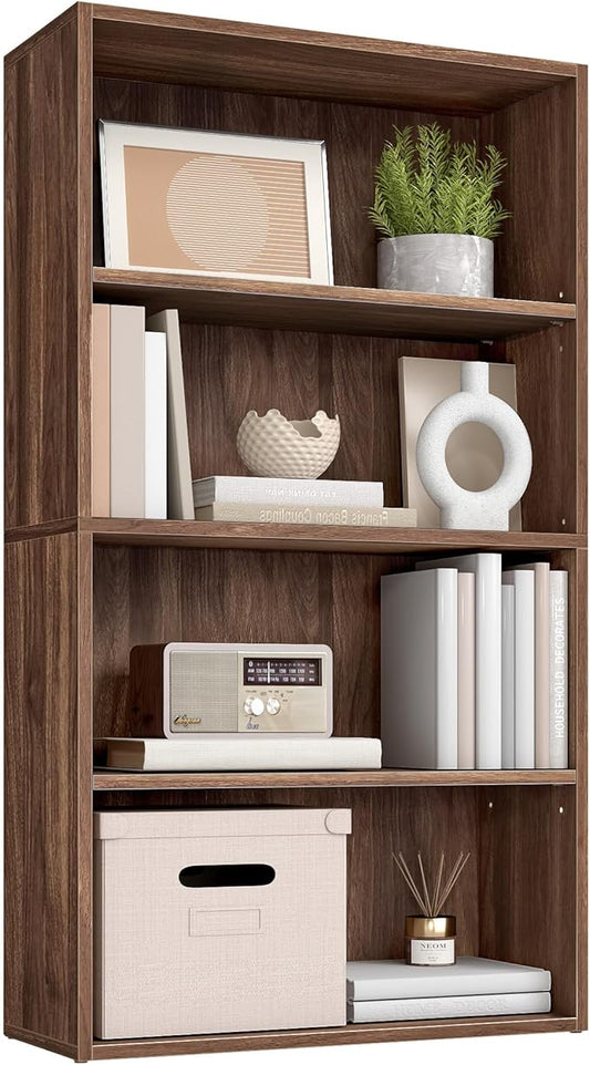 VASAGLE Custos Collection - Bookshelf, 4-Tier Bookcase, Book Shelf, Open Storage Shelf, 9.4 x 23.6 x 42.4 Inches, for Living Room, Home Office, Dining Room, Natural Walnut ULBC164K01