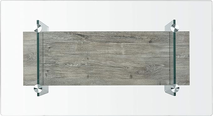 Safavieh Home Kayley Glass and Grey Oak Glass Coffee Table
