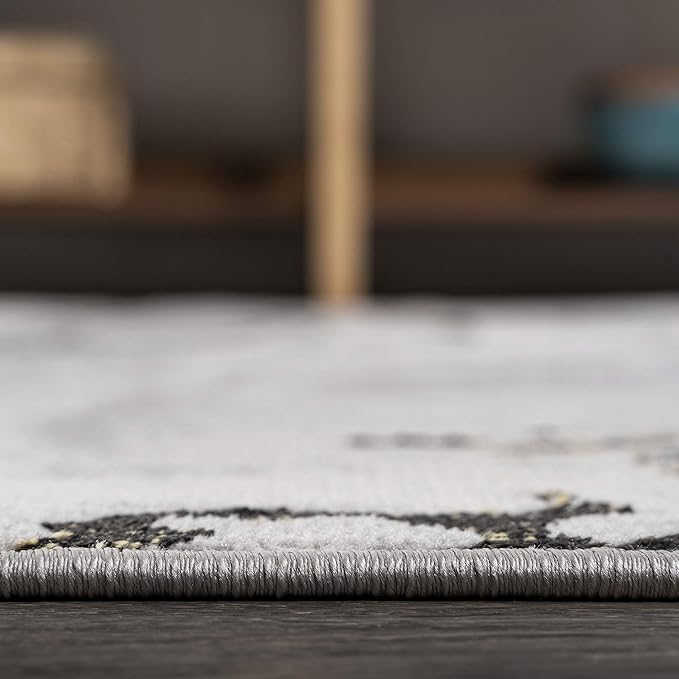 JONATHAN Y Swirl Marbled Gray/Black Indoor Area Rug 3X5 ft, Abstract for Living Room, Bedroom, Kitchen, Office, Easy-Cleaning, High Traffic, Pet-Friendly, Non-Shedding SOR203C-3