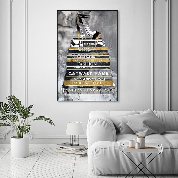 The Oliver Gal Artist Co. Fashion and Glam Wall Art Framed Canvas Prints 'Fashion Thoughts Noir Classic' Shoes