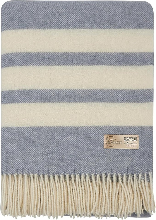 | Wool Blanket/Throw | 100% New Zealand Wool | Perfect for Home and Outdoors | Virgin Wool Blanket with Fringes 55"x79" (140 x 200 cm)