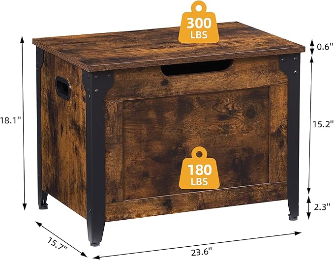GarveeHome 23.6 in Storage Chest, Wooden Storage Bench with Safety Hinge, Easy Assembly, Large Shoe Bench for Entryway, Living Room, Bedroom