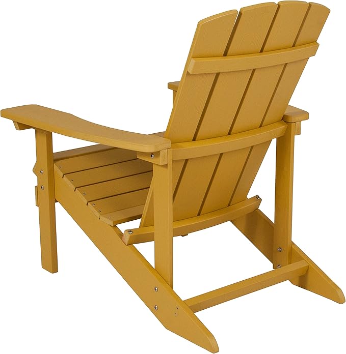 Flash Furniture Charlestown Poly Resin Adirondack Chair - Yellow - All Weather - Indoor/Outdoor - Set of 4