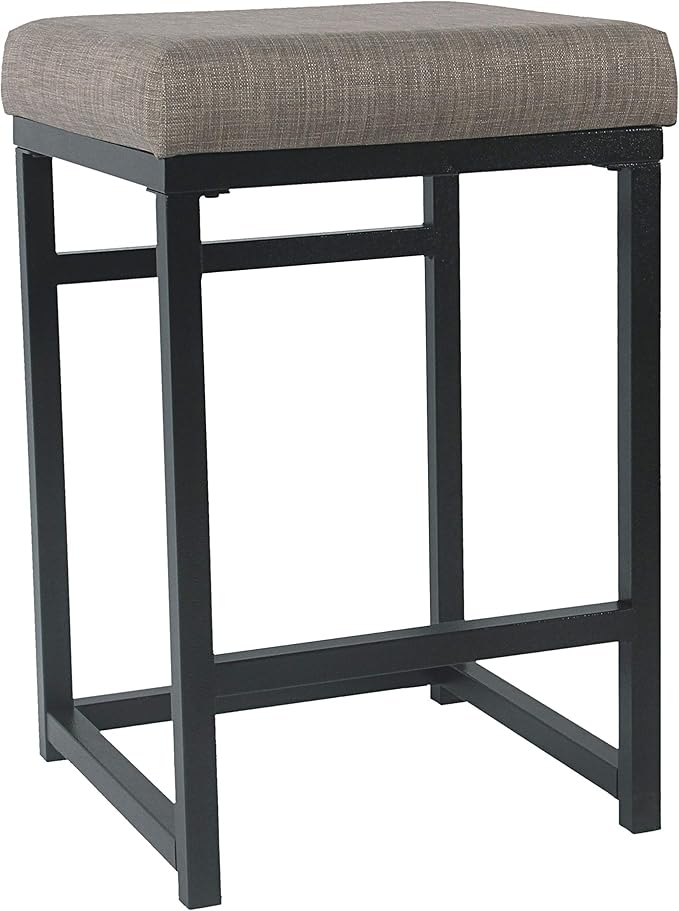 Homepop Home Decor | Modern 24-Inch Counter Stool | Backless Metal Frame Bar Stools Counter Height | Decorative Home Furniture, Brown, K7651.24-F1552
