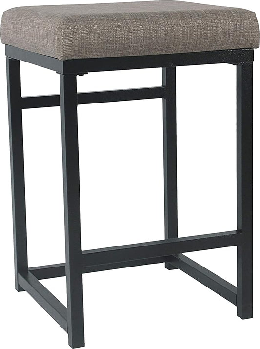 Homepop Home Decor | Modern 24-Inch Counter Stool | Backless Metal Frame Bar Stools Counter Height | Decorative Home Furniture, Brown, K7651.24-F1552