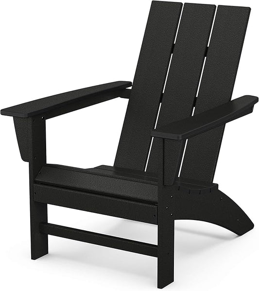 POLYWOOD Modern Adirondack Chair – All-Weather Outdoor Lawn Adirondack Chairs – HDPE, Fade-Resistant & Durable Outdoor Furniture – For Patio, Deck & Fire Pit Chairs – Black