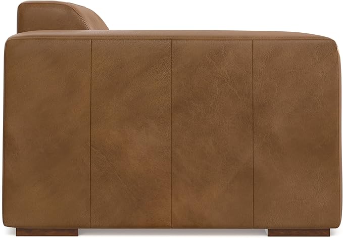 SIMPLIHOME Rex 2-Seater Modular Sofa in Full-Grain Genuine Leather, Caramel Brown, 88-inches Wide, Handcrafted Leather Loveseat Sofa for Living Room