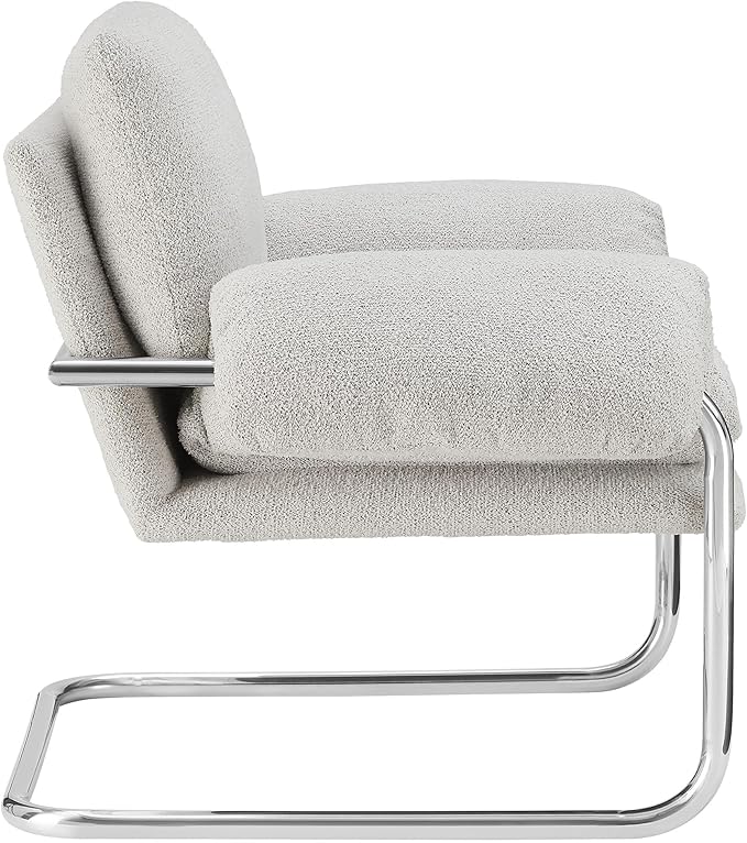 Modway Ansel Boucle Accent Chair in Newsprint - Fabric Lounge Chair for Living Room, Bedroom - Upholstered Corner Reading Chair with Arms and Removable Cushions