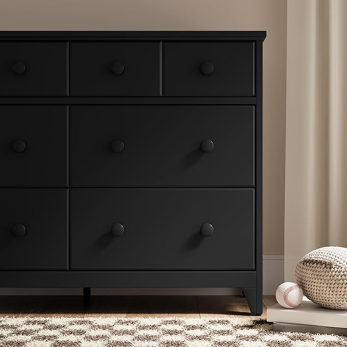 Storkcraft Moss 6 Drawer Dresser (Black) – GREENGUARD Gold Certified Nursery Dresser, Safety-Focused Interlocking Drawer System, Chest of Drawers for Bedroom, Wood Craftsmanship