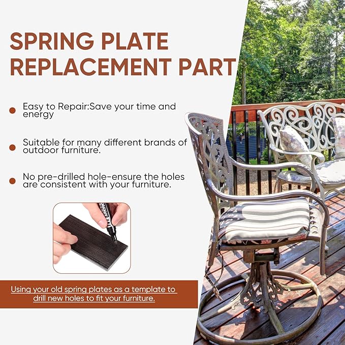 Tondiamo 8 Pcs Black Patio Chair Spring Plates Swivel Rocker Chair Fiberglass Spring Plates Replacement Parts for Universal Outdoor Patio Furniture