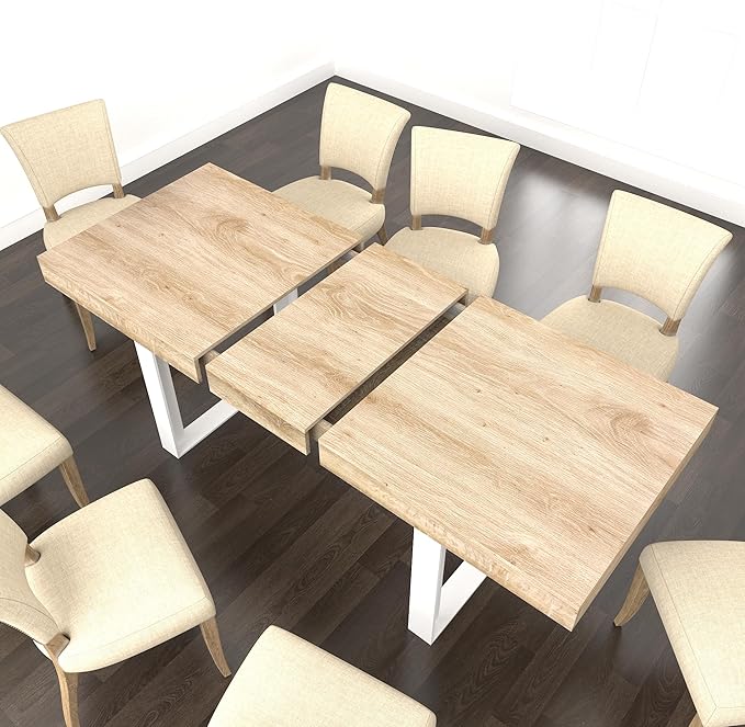 KEIKI 62.99'' to 78.7'' Extendable Dining Table, Modern Farmhouse Expandable Kitchen Table for 6-10 People, Large Wooden Conference Table