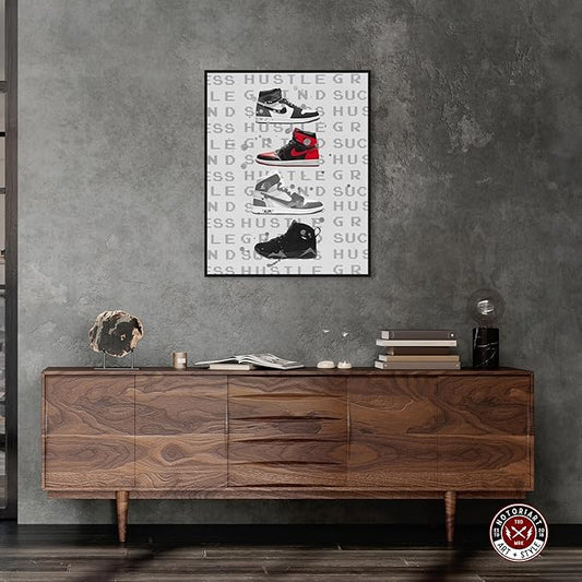 Hype Sneakers Framed Sneaker 1 Piece Canvas Wall Art, 25" x 31", Black Frame