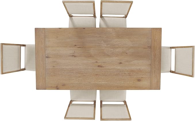 Crosley Furniture Joanna 7-Piece Modern Farmhouse Dining Table Set for 6 with Upholstered Chairs, Rustic Brown/Creme