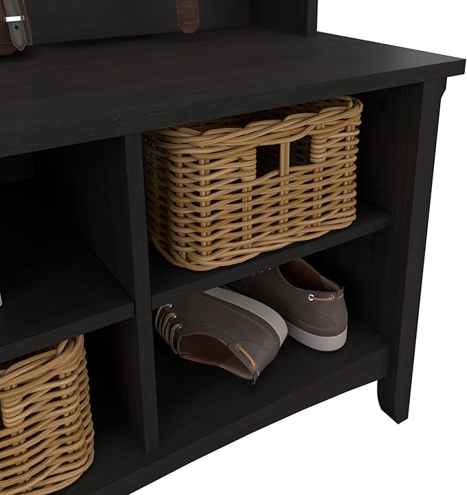 Bush Home Salinas Hall Tree with Storage Bench in Vintage Black