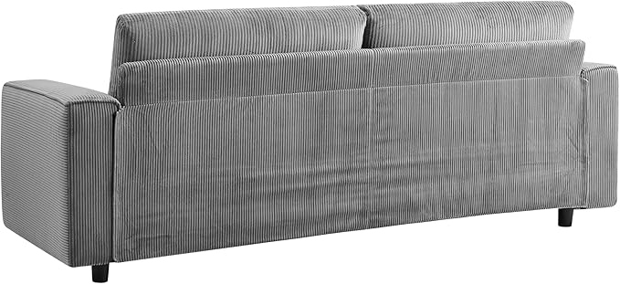 AC Pacific Derek 86" Modern Corduroy Couch for Living Room, Tufted Sofa with Plush Upholstery, High-Density Foam, Sleek Black Legs, Durable Wooden Frame, Sofa, Grey