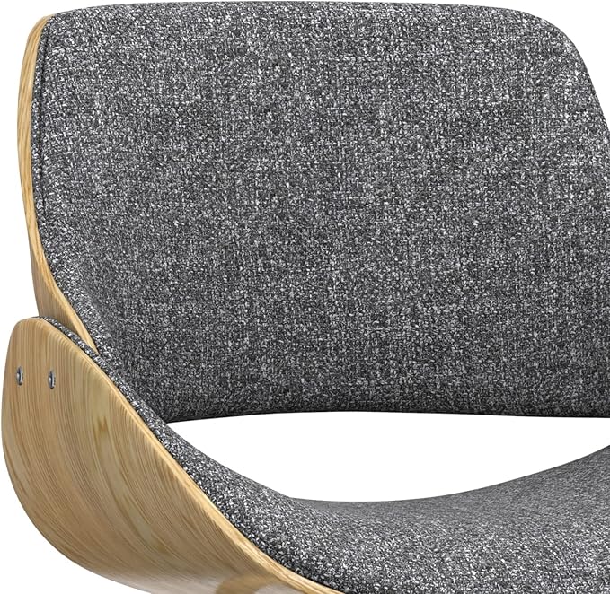 SIMPLIHOME Malden Dining Chair in Grey Woven Fabric, Light Wood Back, 22.8 x 20.9 x 30.9 inches, Mid-Century Modern Style for Dining Room