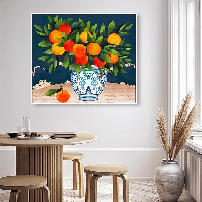 The Oliver Gal Artist Co. Food and Cuisine Wall Art Framed Canvas Prints 'Fruits and Porcelain' Fruits