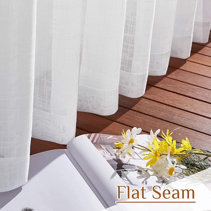 NICETOWN White Semi Sheer Extra Long Curtains 144 inch Long, Rod Pocket & Back Tab Semi Sheer Window Treatment Privacy with Light Filtering for Bedroom/Living Room, W52 x L144, 2 Panels