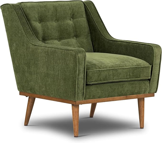 Poly & BARK Gus Lounge Chair in Distressed Green Velvet